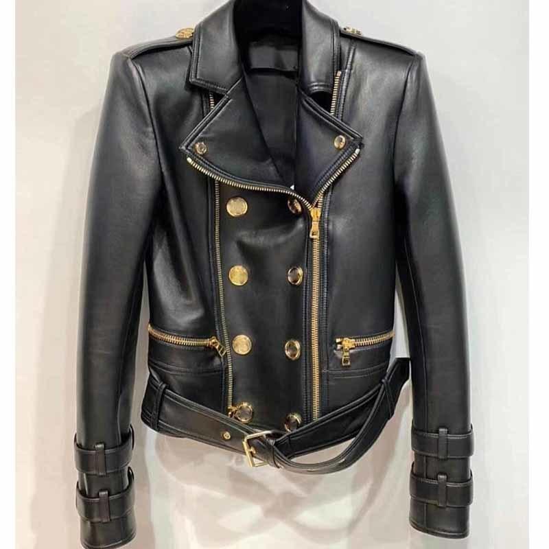 Women' Jackets Cosmicchic 2021 Autumn Winter Leather Jacket Women Black Lambskin Motorcycle Lapel Double Breasted Zipper Coat, Short jacket
Women' Jackets Cosmicchic 2021 Autumn Winter Leather Jacket Women Black Lambskin Motorcycle Lapel Double Breasted Zipper Coat, Short jacket