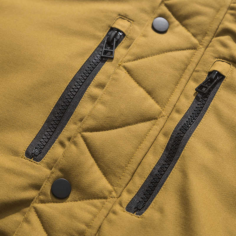 Winter Men Parka Coat Cotton Warm Thick Coat Japan Style Fashion Casual Parka Basic Windproof Hooded Jackets Yellow High Quality 210603