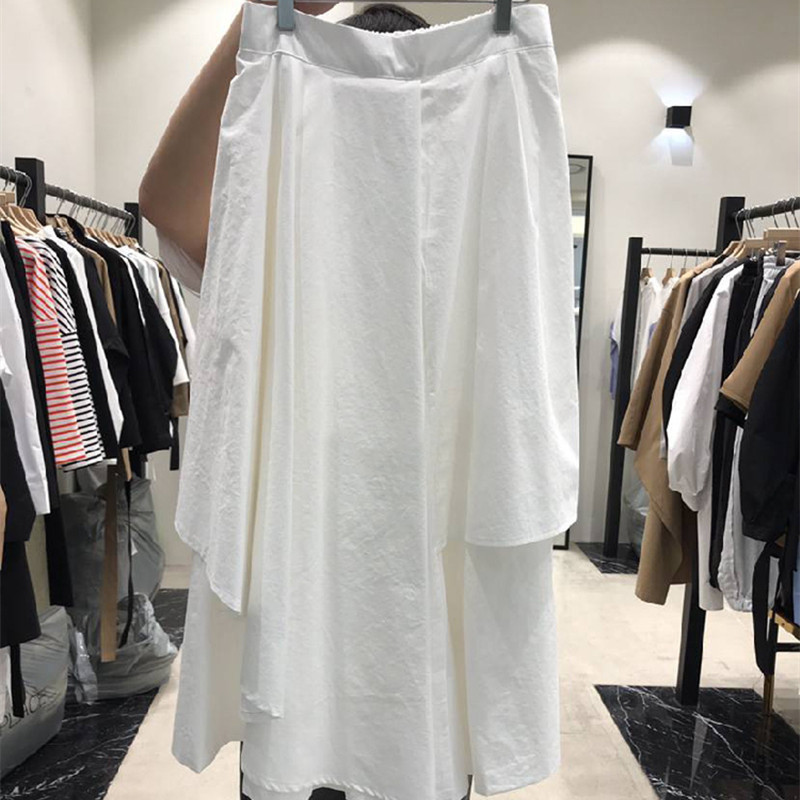 Nomikuma Irregular High Waist Elegant Skirts Causal A-line Mid-calf Women Skirts Spring New Solid Faldas Mujer Moda 6F509 210427