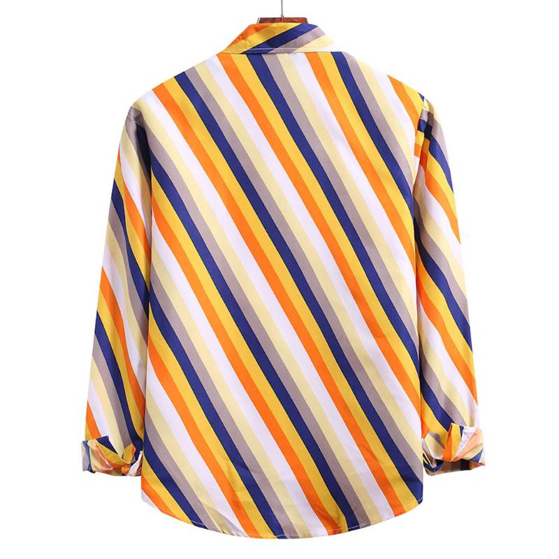 Fashion Men Stripe Print Shirts Long Sleeve Casual Blouse Tops Camisas Para Hombre Slim Fit Cotton Male Soft Clothes Men's