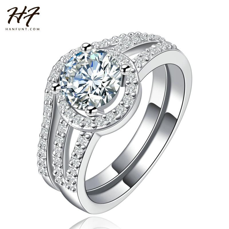 Wedding Rings Sliver Color Luxury 2 Rounds Bijoux Fashion Ring Set + CZ Crystal Jewelry For Women Aniversary Gift R650, Slivery;golden 
Wedding Rings Sliver Color Luxury 2 Rounds Bijoux Fashion Ring Set + CZ Crystal Jewelry For Women Aniversary Gift R650, Slivery;golden