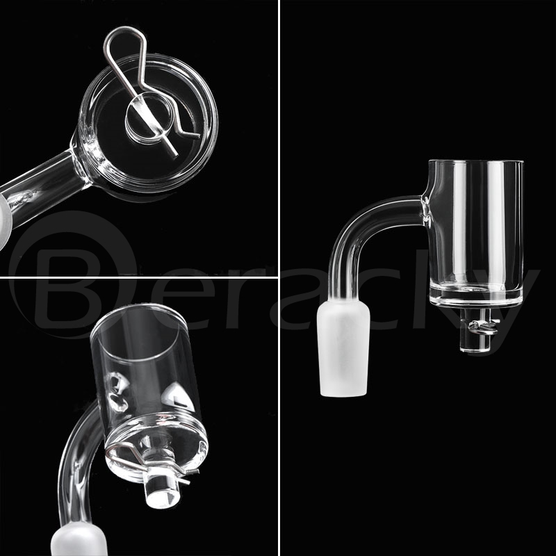Beracky Flat Top Smoking Quartz Enail Banger With Metal Clip 2mm wall 25mmOD 10mm 14mm 18mm Male Female E Nails For Glass Bongs