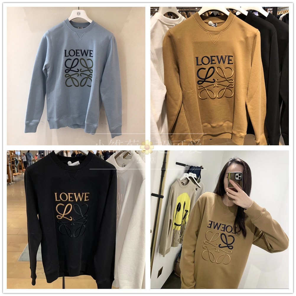 Loewe / Luo Yiwei classic chest embroidery pattern color matching loose round neck sweater for men and women, Black
Loewe / Luo Yiwei classic chest embroidery pattern color matching loose round neck sweater for men and women, Black