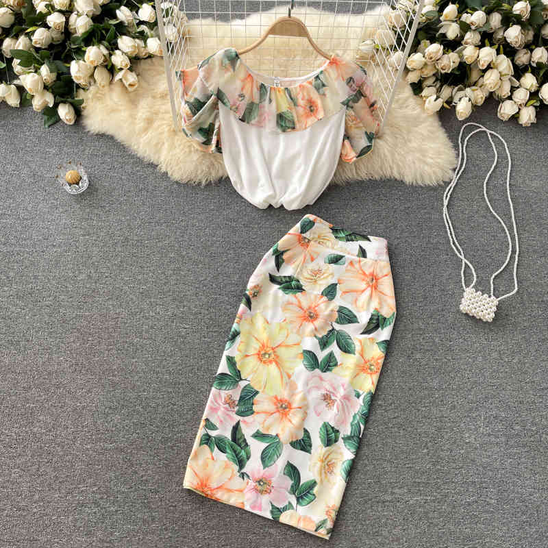 Women skirt short two piece set Fashion Spring Summer 11D588 210525, White