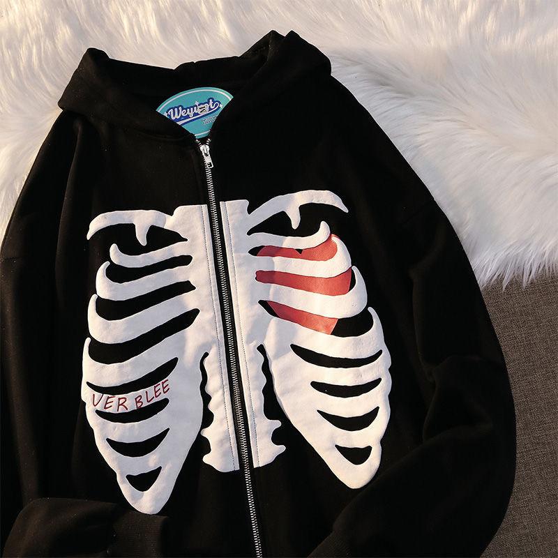 Men's Jackets Trendy Brand Skeleton Cardigan Hooded Sweater For Fall/winter 2021 Loose Long-sleeved Men And Women Couple Jacket, Black
Men's Jackets Trendy Brand Skeleton Cardigan Hooded Sweater For Fall/winter 2021 Loose Long-sleeved Men And Women Couple Jacket, Black