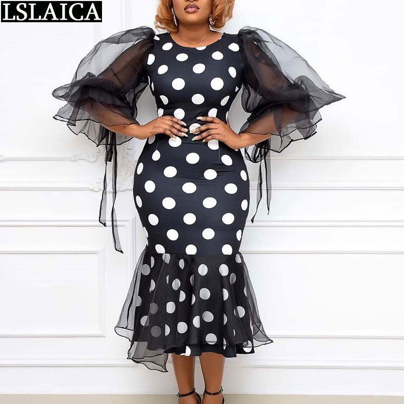African Dress Skinny Formal Party Fashion Elegant Evening Mesh Patchwork Polka Dot Printing Bag Hip Fishtail Skirt 210520, Black
African Dress Skinny Formal Party Fashion Elegant Evening Mesh Patchwork Polka Dot Printing Bag Hip Fishtail Skirt 210520, Black
