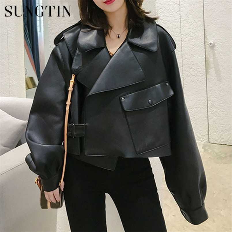 Sungtin Women Faux Leather Jacket Soft Loose Vintage Biker Coat Short Pockets Motor PU Black Jacket Autumn Street Leather Coat 211110, Beige
Sungtin Women Faux Leather Jacket Soft Loose Vintage Biker Coat Short Pockets Motor PU Black Jacket Autumn Street Leather Coat 211110, Beige