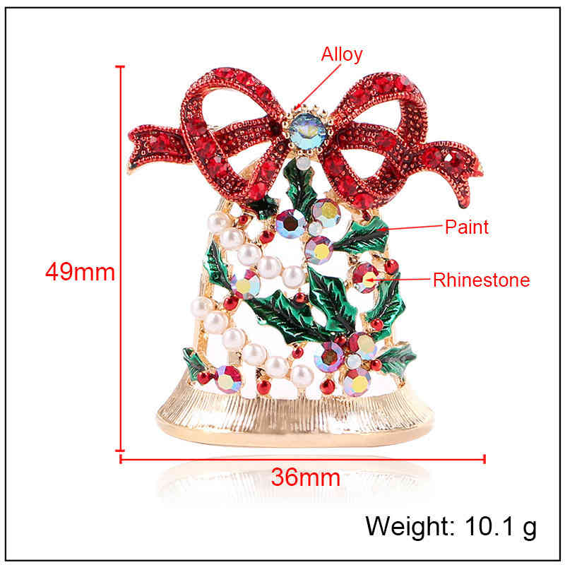 Brooch Christmas Fashion Accessories Oil Dripping Diamond Hollowed Out Bell
