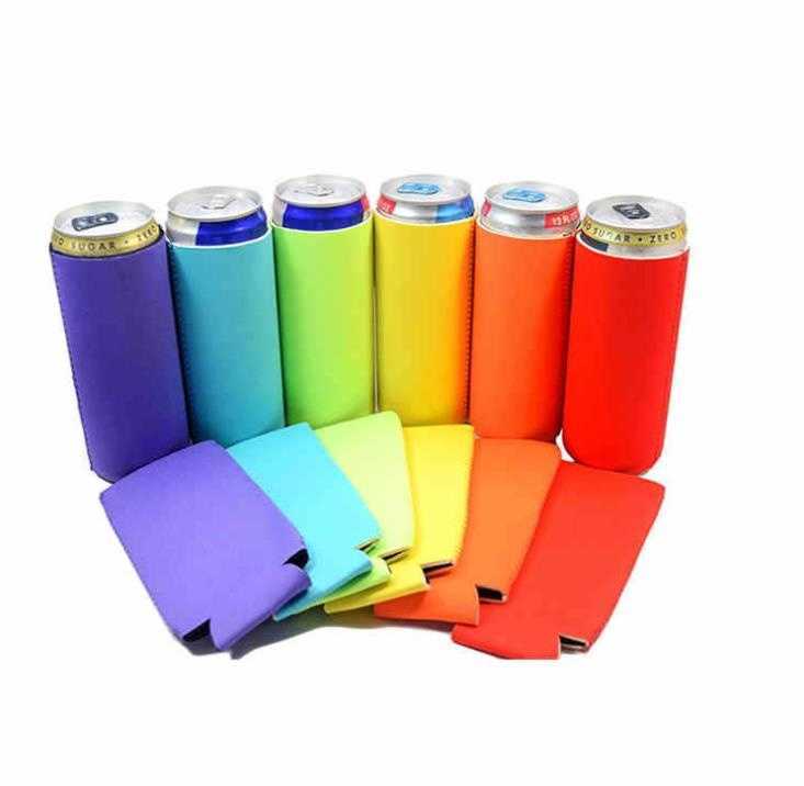 1000Pcs Blank Neoprene Slim Beer Can Cooler Tall Stubby Holder Foldable Stubby Holders Skinny Beer Cooler Bags For 12oz