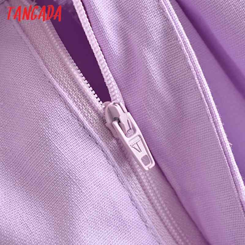 Women Summer Purple Playsuits with Belt Elastic Waist Short Sleeve Rompers Ladies Casual Chic Jumpsuits JE05 210416