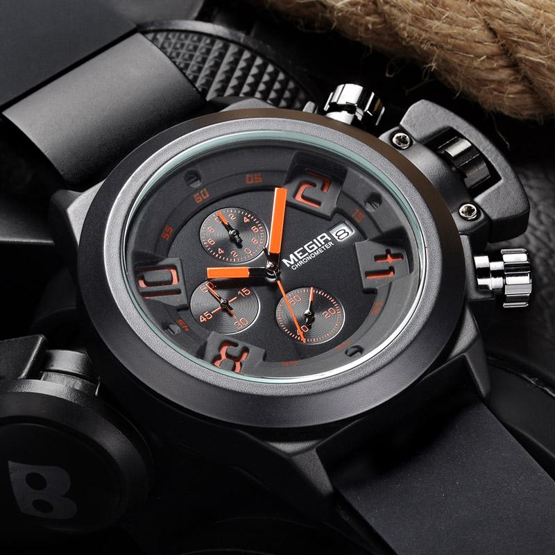 Wristwatches Top Brand Megir Fashion Men Sports Watches Men's Quartz Chronograph 6 Hands 24 Hours Clock Male Waterproof Military Wrist Watch, Black
Wristwatches Top Brand Megir Fashion Men Sports Watches Men's Quartz Chronograph 6 Hands 24 Hours Clock Male Waterproof Military Wrist Watch, Black