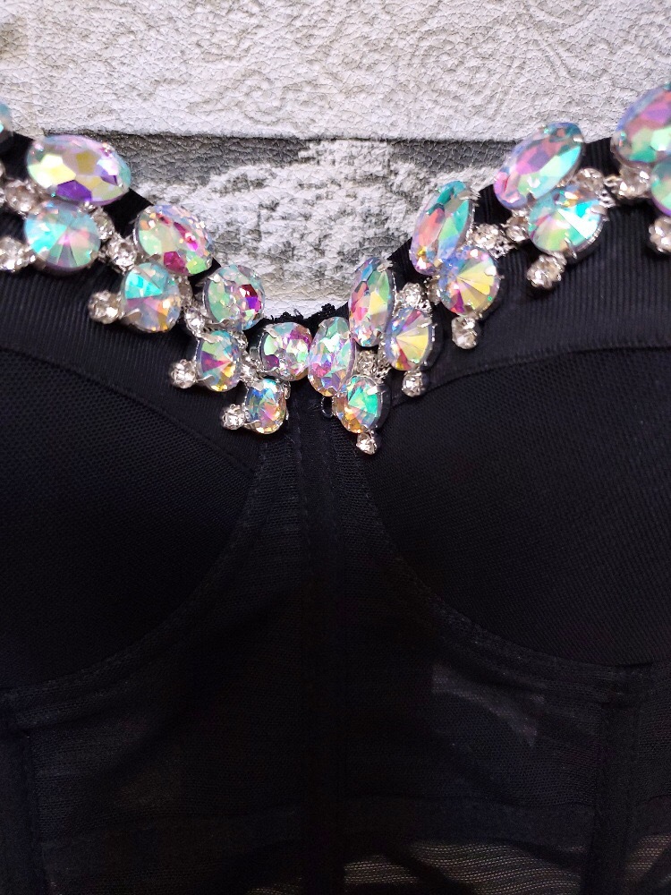 Rinestone Hand-made Cristal Pearls Bralet Corselets Women's Bustier Bra Cropped Top Wedding Bralette Vest sexy camis 210421