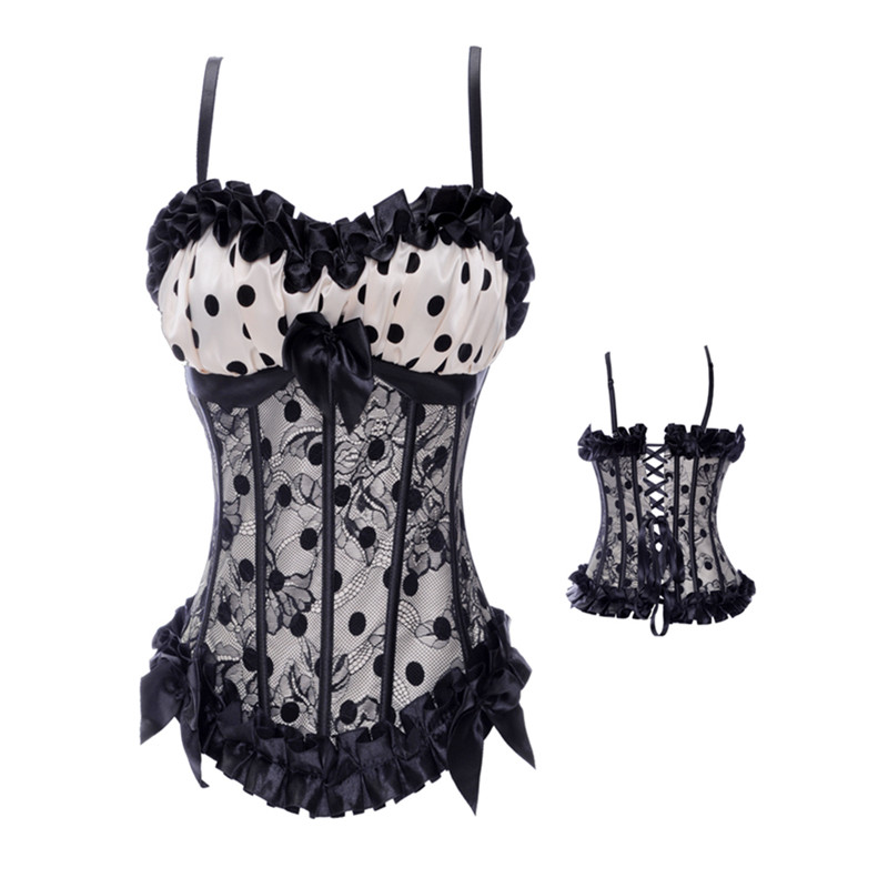 Woman Bustiers New Women Satin boned Lace Black Ruffles Polka Dot Corset Burlesque Bustier Corselet, Blue
Woman Bustiers New Women Satin boned Lace Black Ruffles Polka Dot Corset Burlesque Bustier Corselet, Blue