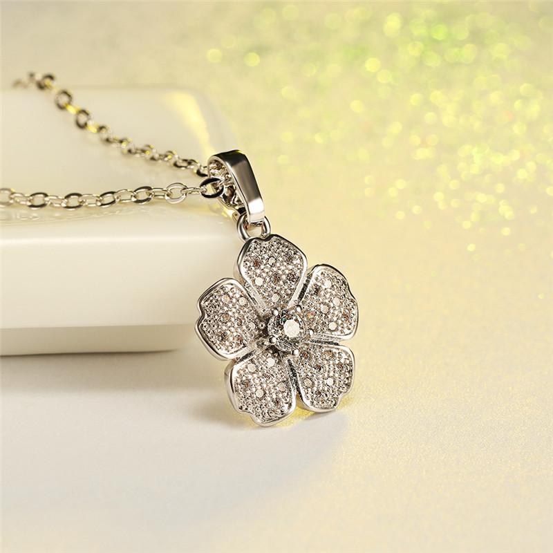 Pendant Necklaces Cute Female Flower Necklace Charm Rose Gold Color Chain For Women White Crystal Wedding
Pendant Necklaces Cute Female Flower Necklace Charm Rose Gold Color Chain For Women White Crystal Wedding