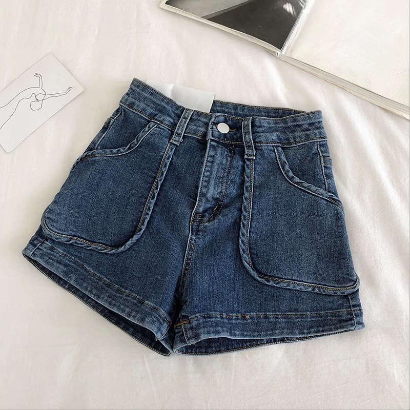 Pockets Denim Shorts Women Casual Summer Vintage Black White High Waist Wide Leg Sexy Jeans Beach Pants C6238 Women's