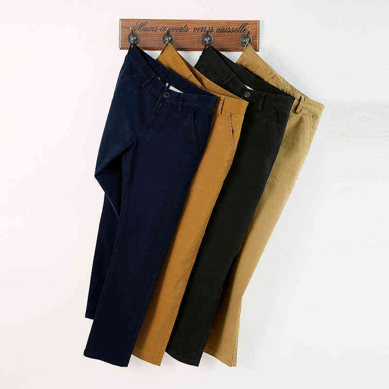 VOMINT Mens Pants Cotton Casual Stretch male trousers man long Straight High Quality 4 color Plus size pant suit 42 44 211112