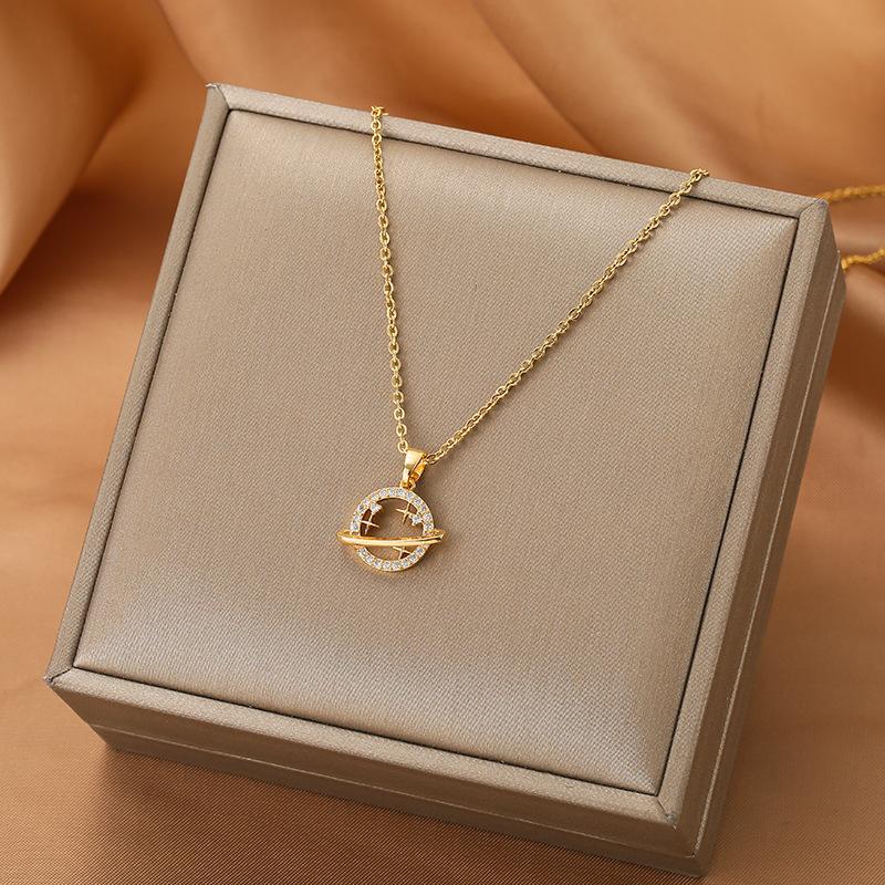 Chains Stainless Steel Chain Stars Planet Pendant Necklace For Women Exquisite Zircon Choker Necklaces Female Party Jewelry Gifts, Silver
Chains Stainless Steel Chain Stars Planet Pendant Necklace For Women Exquisite Zircon Choker Necklaces Female Party Jewelry Gifts, Silver