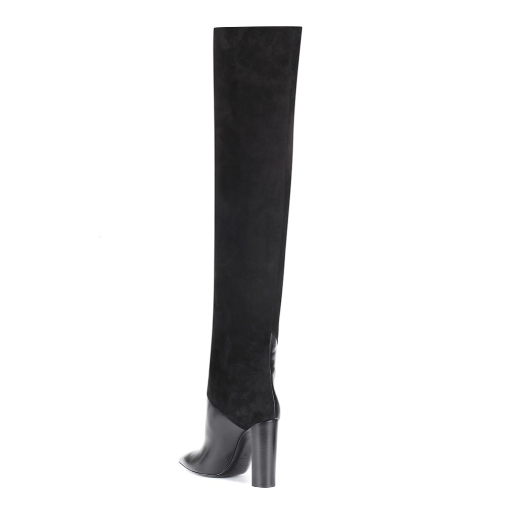 boot Nigger Pointed Finger From the Foot Of Thick Winter Women On Knee Long Leaping Boots Slide Over Pointy Elegant Jump High More