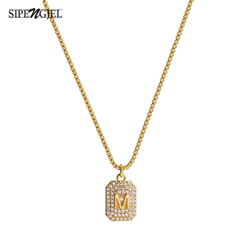 SIPENGJEL Fashion Shiny Cubic Zircon Initial Alphabet Necklace Gold Leter M Pendant Neckalce For Women Girls Jewelry 2021
SIPENGJEL Fashion Shiny Cubic Zircon Initial Alphabet Necklace Gold Leter M Pendant Neckalce For Women Girls Jewelry 2021