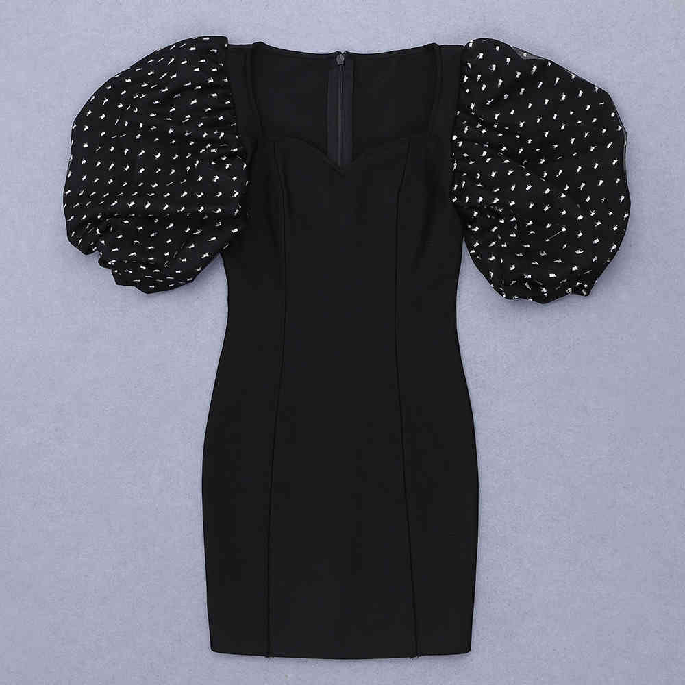 Free Ladies Bandage Dress Sexy V-neck Lantern Short Sleeve Bodycon Celebrity Club Party Mini Vestido 210524
