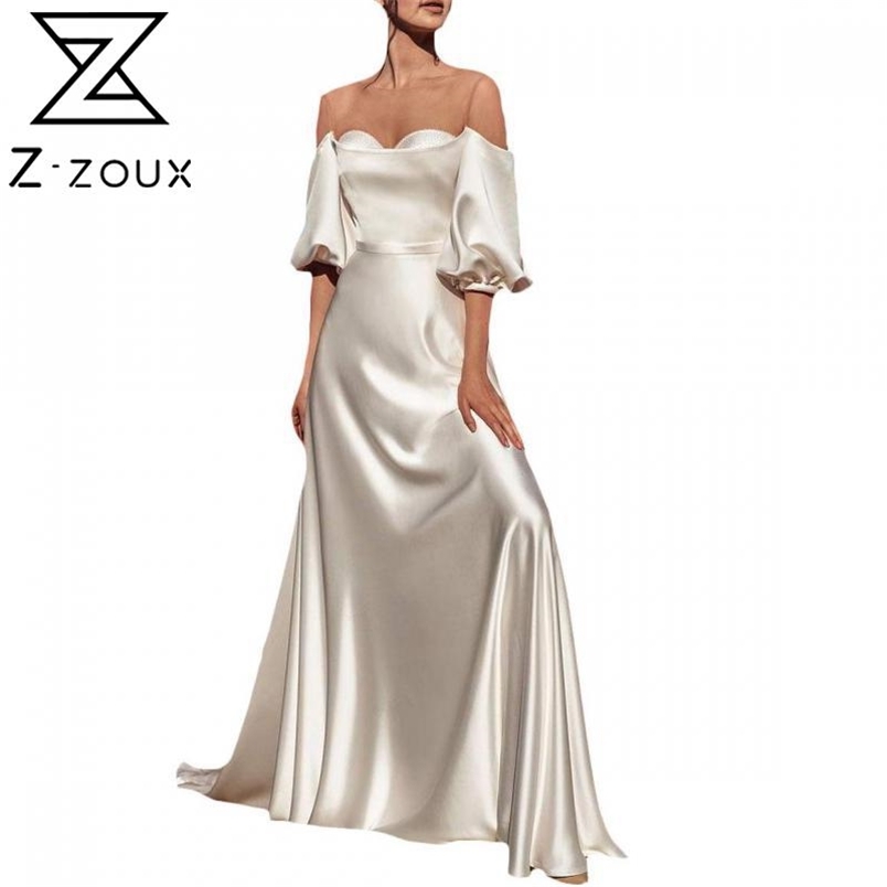 Women Dress Temperament Wedding Party Slash Neck Off Shoulder Evening es Long Plus Size Maxi es 210513
