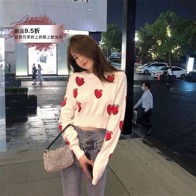 Knitted Tops Jumpers Casual O-Neck Cute Heart Print Long Sleeve Sweater Women Fashion Short Pullover Sweaters Female 210520, The picture color
Knitted Tops Jumpers Casual O-Neck Cute Heart Print Long Sleeve Sweater Women Fashion Short Pullover Sweaters Female 210520, The picture color