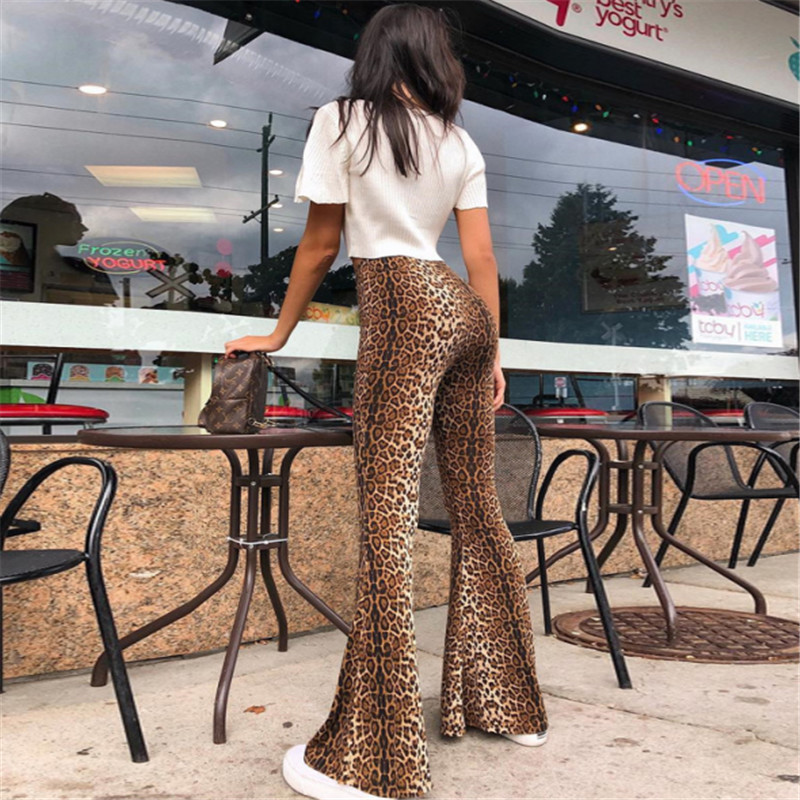 Women Pants High Waist Leopard Bell Harem Loose korean Trousers Casual Wide Leg Trouser 210428