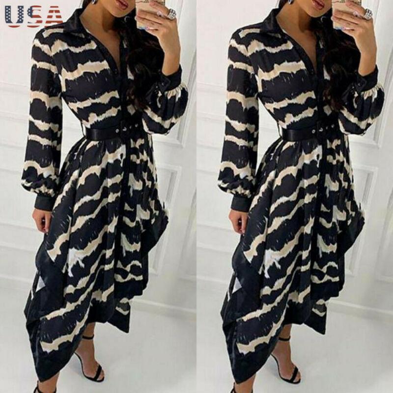 Women Wave Long Shirt Vest Dress Summer Casual Loose Kaftan Maxi Sundress Dresses