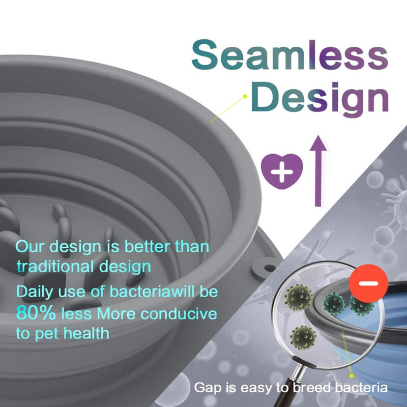 Pet Slow Feeder Bowls Double Collapsible Foldable Dual Bowls Portable Dog Licking Plate Pet Meal Plate Anti Choking Food Feeding