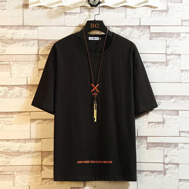 Short Sleeve T Shirt Men's Summer White Black Tshirt Top Tees HIP HOP PUNK ROCK Fashion Clothes Plus Size 4XL 5XL O NECK 210629