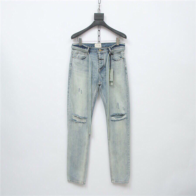 Fear Of God Slim Fit Distressed Ripped Denim Jeans FOG Essentials Romper Selvedge Straight Hole Pants Belt Streamer Ribbon Man Trousers Hommes Men Jean Streetwear, Customize
Fear Of God Slim Fit Distressed Ripped Denim Jeans FOG Essentials Romper Selvedge Straight Hole Pants Belt Streamer Ribbon Man Trousers Hommes Men Jean Streetwear, Customize