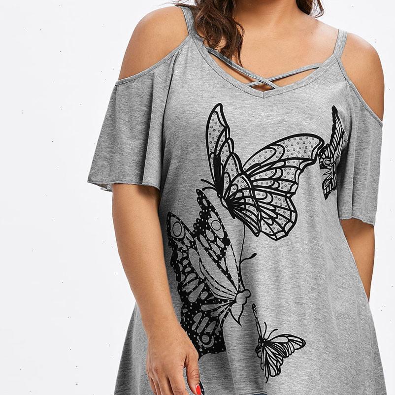 large size tunic womens front cross butterfly printing open shoulder short sleeve wh, White
large size tunic womens front cross butterfly printing open shoulder short sleeve wh, White