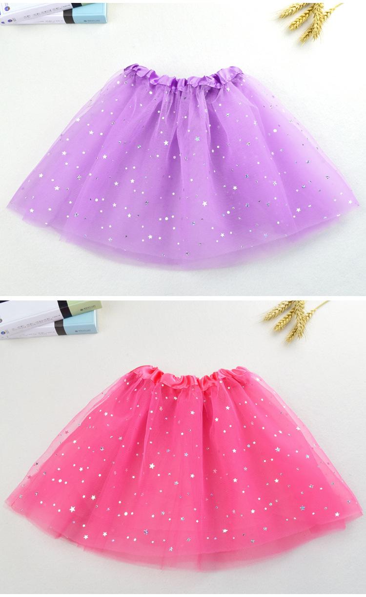 2022 Girls Sparkle Glitter Sequins Stars Dance Ballet Tulle Tutu Skirt Princess Dress with 3 layers tulle tutu toddler 8 colors available