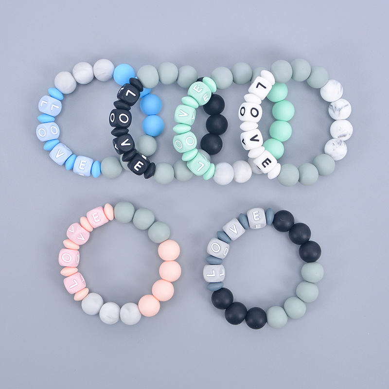 Silicone Beads Bracelets BPA Free Teether Chewable Nursing Teething Beads Bracelet with LOVE Letter Infant Chewlry Jewelry
Silicone Beads Bracelets BPA Free Teether Chewable Nursing Teething Beads Bracelet with LOVE Letter Infant Chewlry Jewelry
