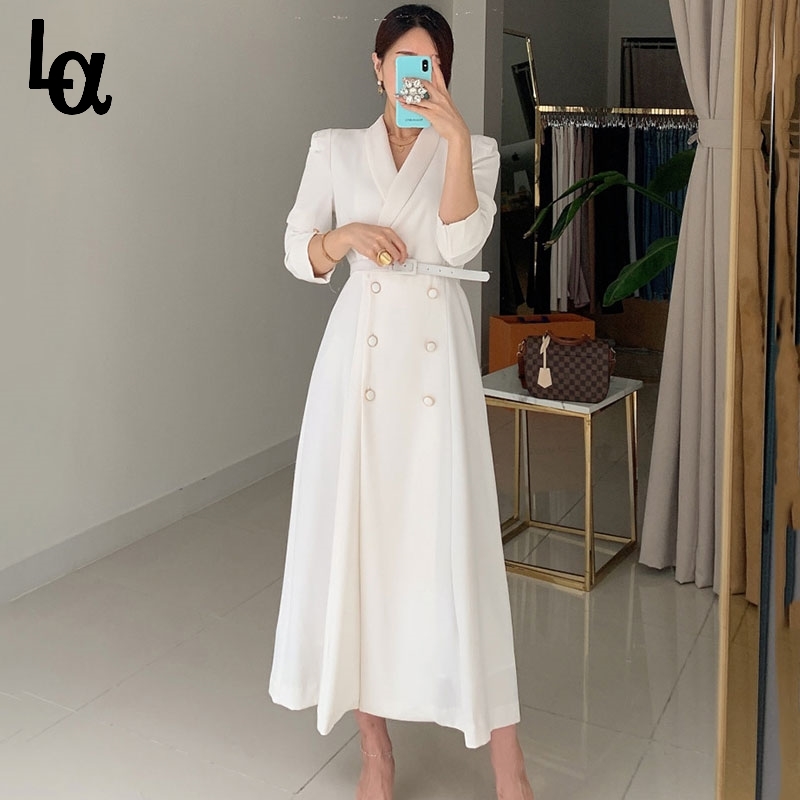 Elegant Office Ladies Lapel Suit Dress Double Breasted Slim Waist Belted Female A-line Summer Vestidos Femme 210519, Pink
Elegant Office Ladies Lapel Suit Dress Double Breasted Slim Waist Belted Female A-line Summer Vestidos Femme 210519, Pink