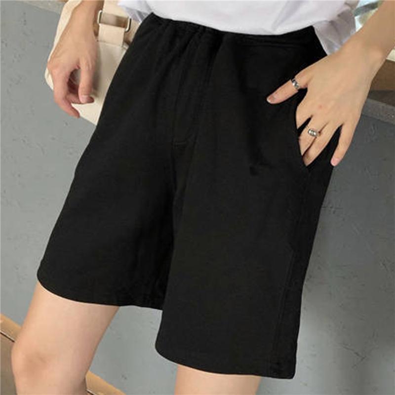 Summer Women Loose Shorts Solid Color Wide-leg Knee-length Harajuku Casual Simple Trend All-match Lady Chic Clothing Women's