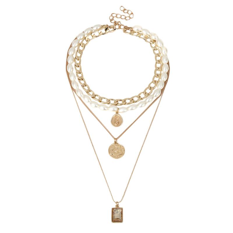 Chains Necklace Charm Jewelry Gift Coin Pearl Padlock Chain Women Pendant Necklaces & Pendants