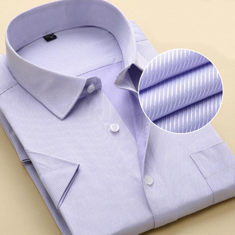 Summer 4XL Men Solid Cotton Short Sleeve Dress Shirts Men's Shirt Casual Male Fitted Man Slim Fit For