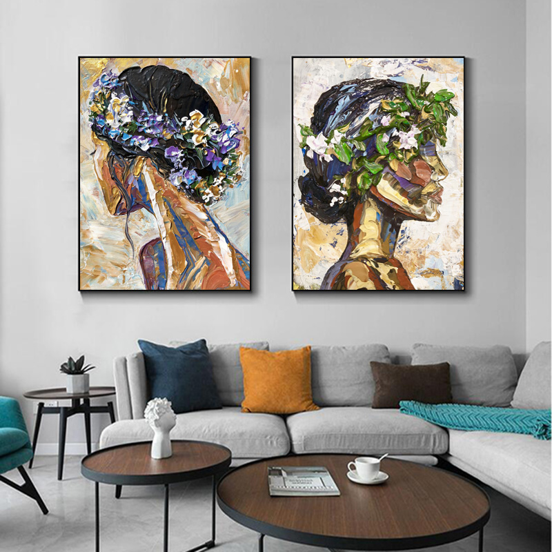 Girl With Flower Poster Wall Art Pictures For Living Room Modern Home Decor Woman Prints Canvas Painting NO FRAME