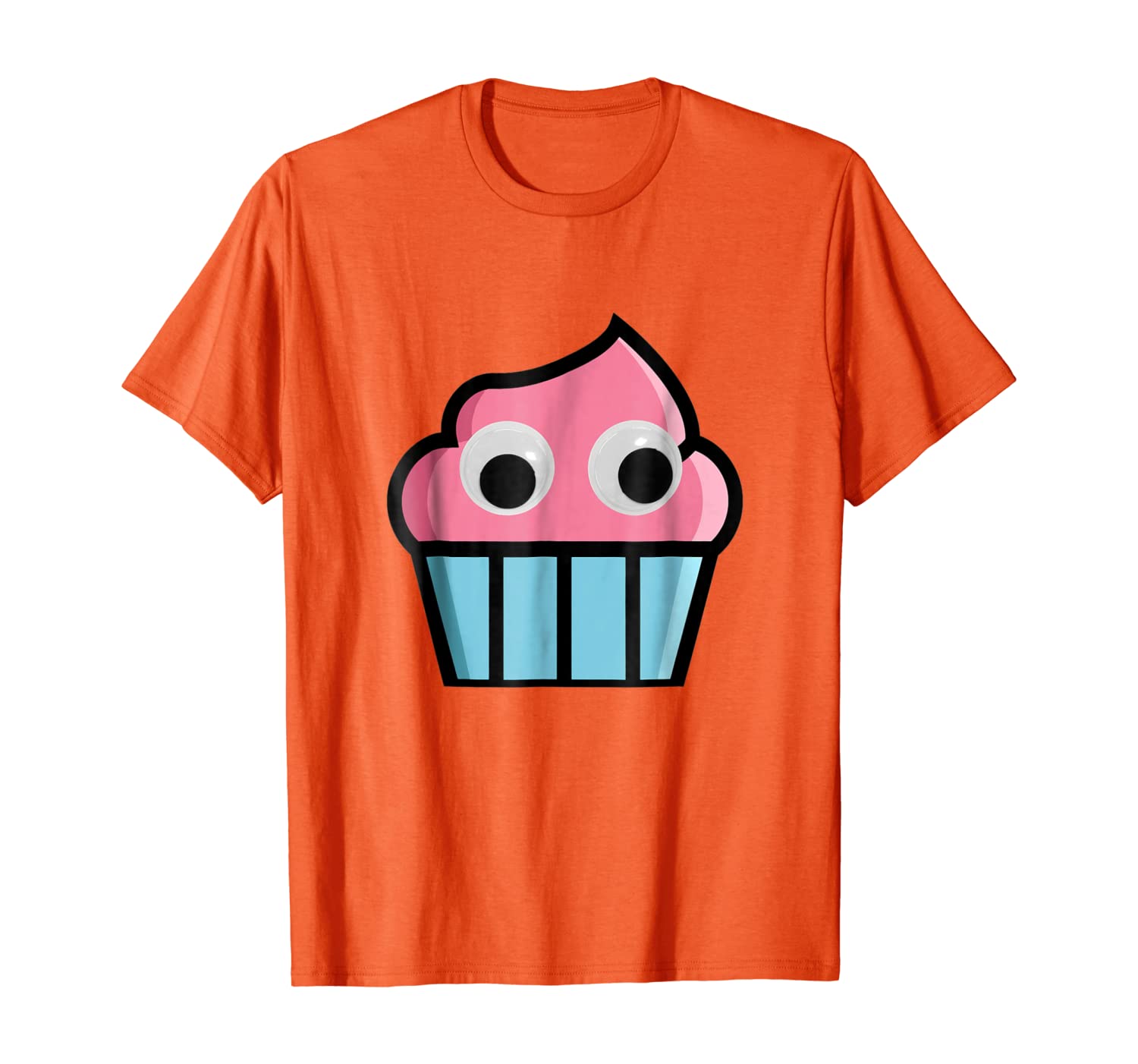 Googly Eyes Cupcake Fun Cartoon Foodie T-Shirt, White;black