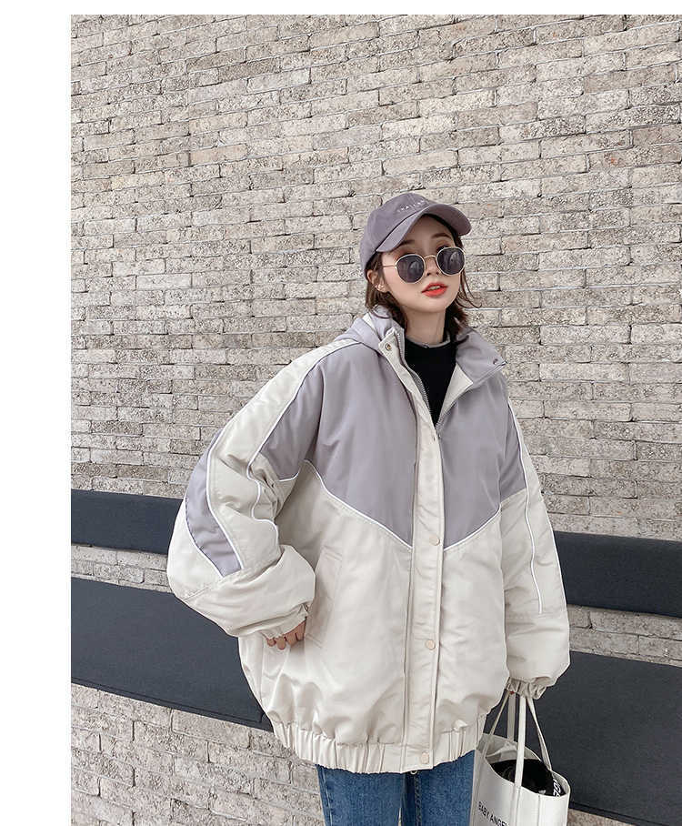 Qooth Spring Jacket INS Trendy Long Sleeve Loose Female Oversize Coat Windbreaker Patchwork For Women QT215 210609