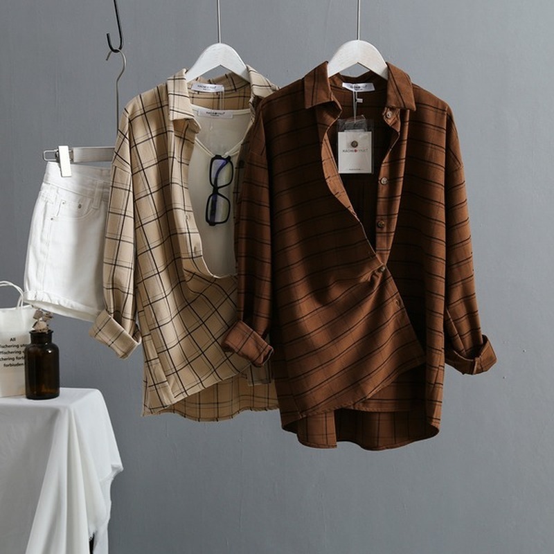 Front Short Back Long Shirt Turn-Down Collar Casual Tops Autumn Vintage Loose Sleeve Oversize Women Blouse 10870 210427