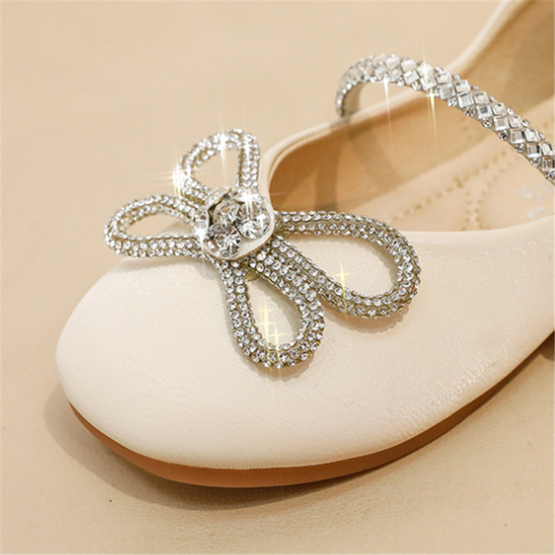 2025 new Children Leather Shoes Baby Toddler Flats Breathable Fashion Bow Rhinestone Dance Party Performance Kids Student