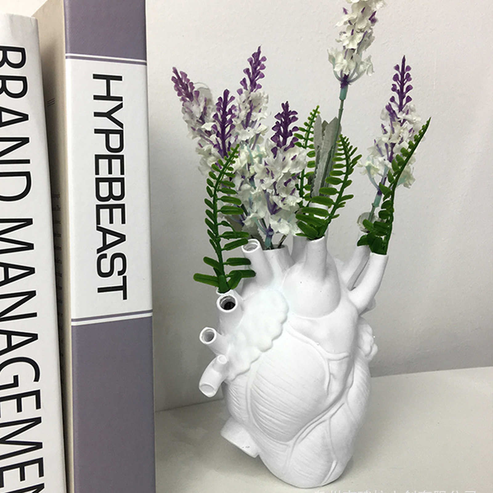 Anatomical Heart Shape Flower Vase Resin Ornaments Sculpture Desktop Plant For Home Decor