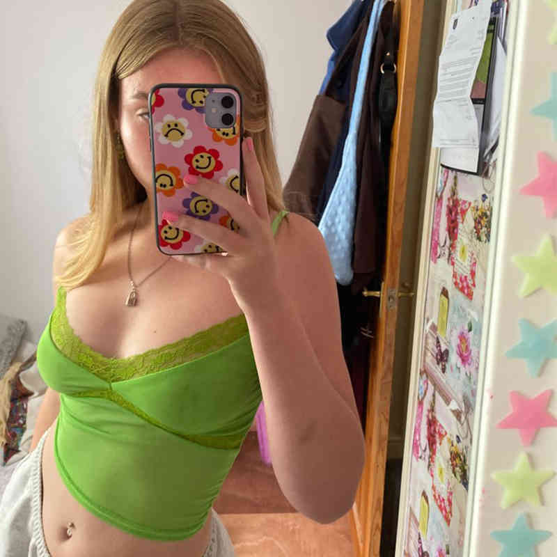 Lace Mesh Women Crop Top See Through Sexy Tank Top Backless Slim E-Girl Camis Sleeveless Summer Streetwear Top 210518, Green
Lace Mesh Women Crop Top See Through Sexy Tank Top Backless Slim E-Girl Camis Sleeveless Summer Streetwear Top 210518, Green