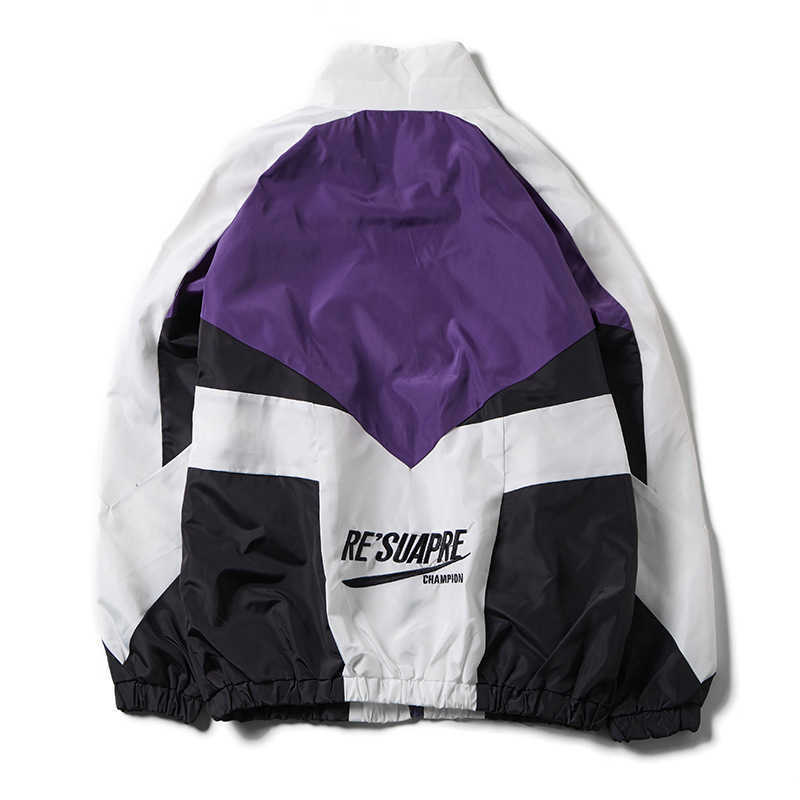 Fashion Mens Jacket Street Windbreaker Handsome Street Hit Color Split Joint Windbreaker Male Hiphop Hip-hop Lovers Loose Coat 210527