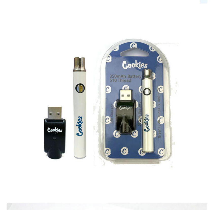 Cookies Battery 510 Thread USB Charger Preheating Vape Pen 350mah VV Variable Voltage Blister pack 5 color for option
Cookies Battery 510 Thread USB Charger Preheating Vape Pen 350mah VV Variable Voltage Blister pack 5 color for option