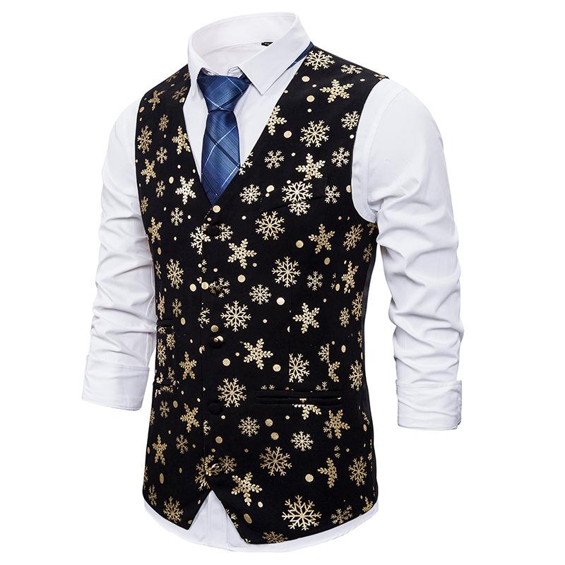Mens Vest Formal Casual Gold Bronzing Christmas Snowflake Print Waistcoats Men Arrival Chaleco Caballero For Party Wedding Men' Vests, Silver
Mens Vest Formal Casual Gold Bronzing Christmas Snowflake Print Waistcoats Men Arrival Chaleco Caballero For Party Wedding Men' Vests, Silver