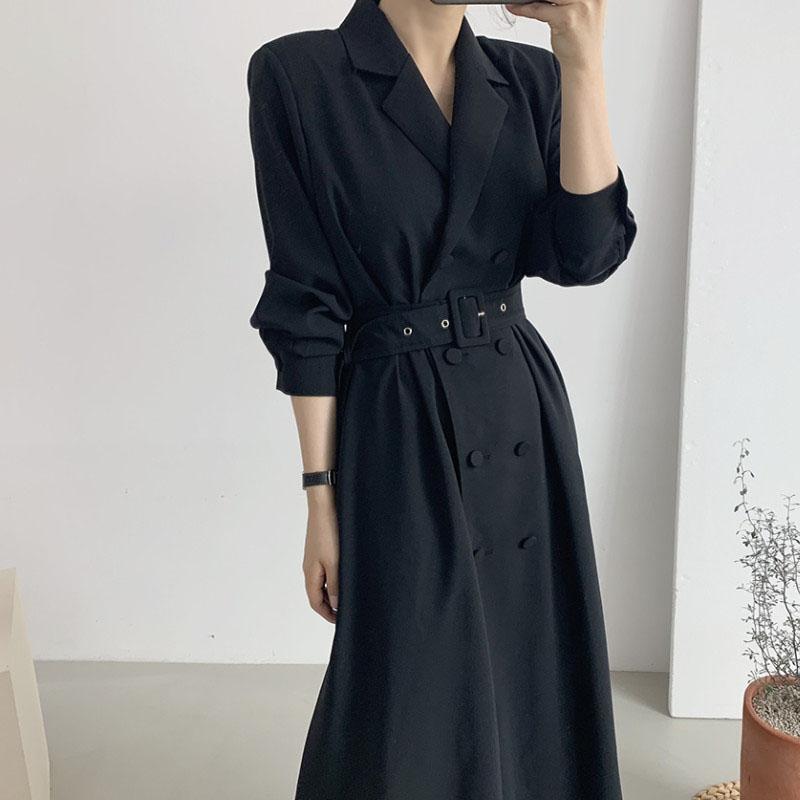 Casual Dresses Autumn 2021 Vintage Jacket With Belt Office Ladies' European Style Suit Collar Double Breasted Loose Pockets Windbreaker, Black
Casual Dresses Autumn 2021 Vintage Jacket With Belt Office Ladies' European Style Suit Collar Double Breasted Loose Pockets Windbreaker, Black