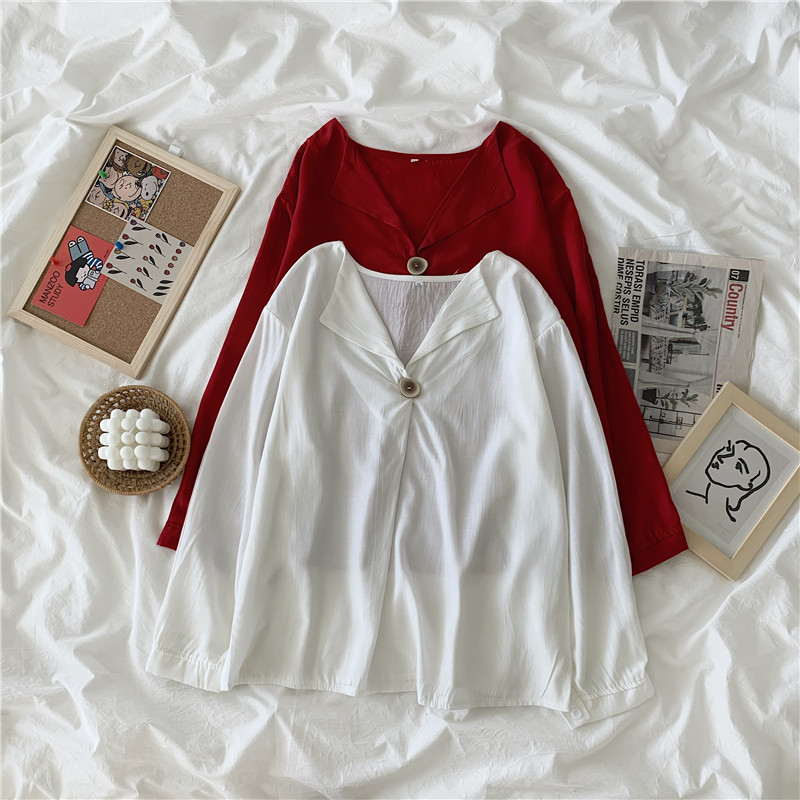 Autumn Solid Vintage Loose All-match Fashion Women Blouses Korean Style Long Sleeve Woman's Shirts Top Feminine 10797 210518